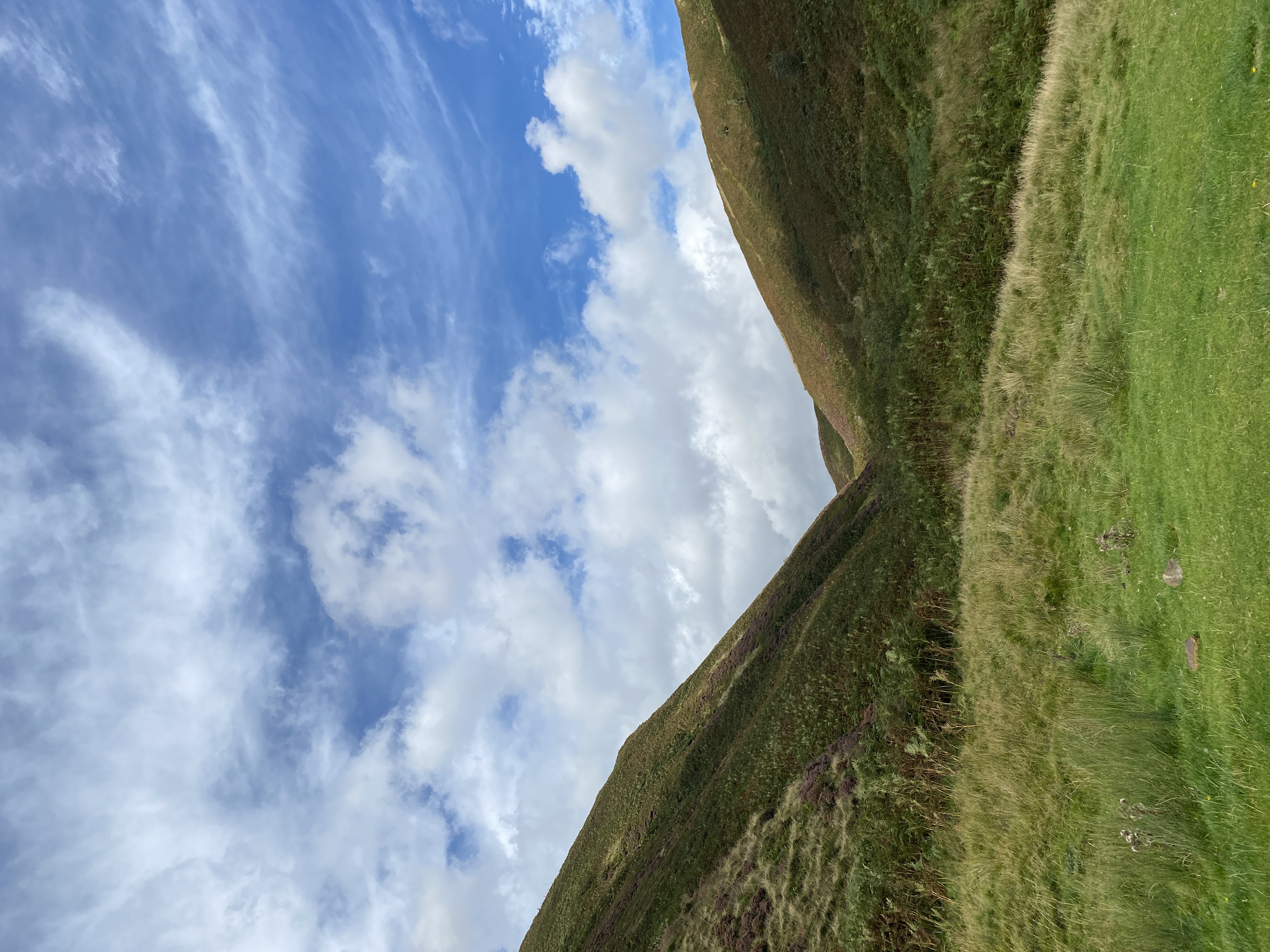 The valley in Forest Bowland with blue sky and clouds.