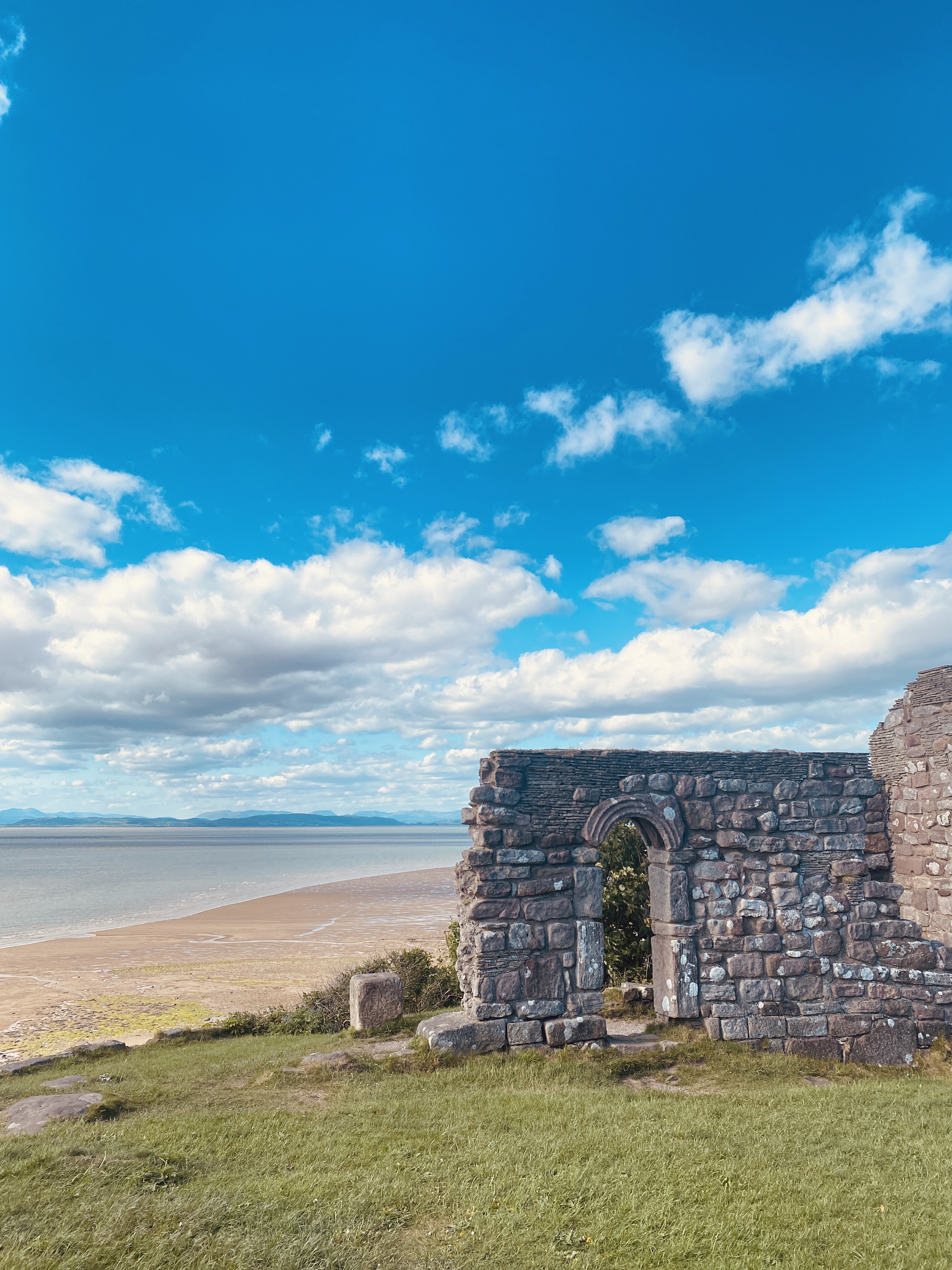St Patrick's Chapel situated on a sandstone headland overlooking Morecambe Bay.