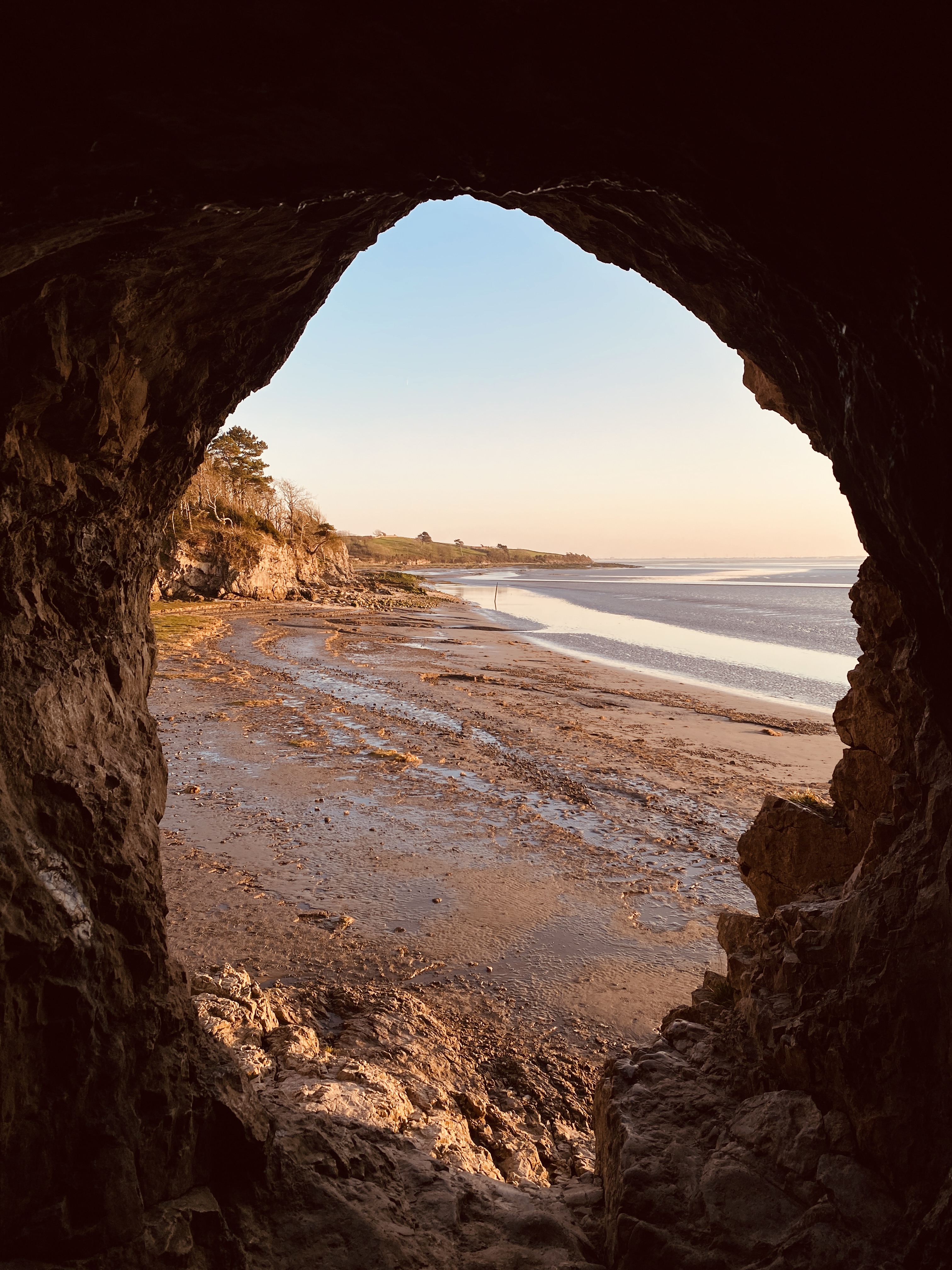 Inside the Silverdale Cove looking at the coast of it with a hint of light orange sunset. 