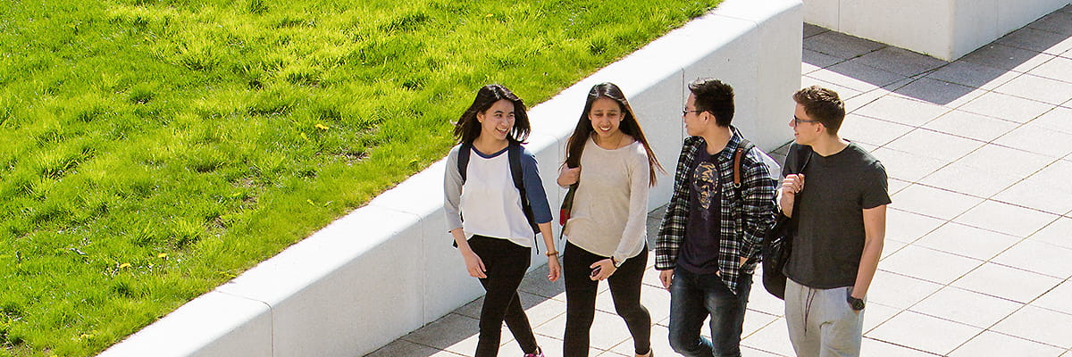 Students walking across the campus