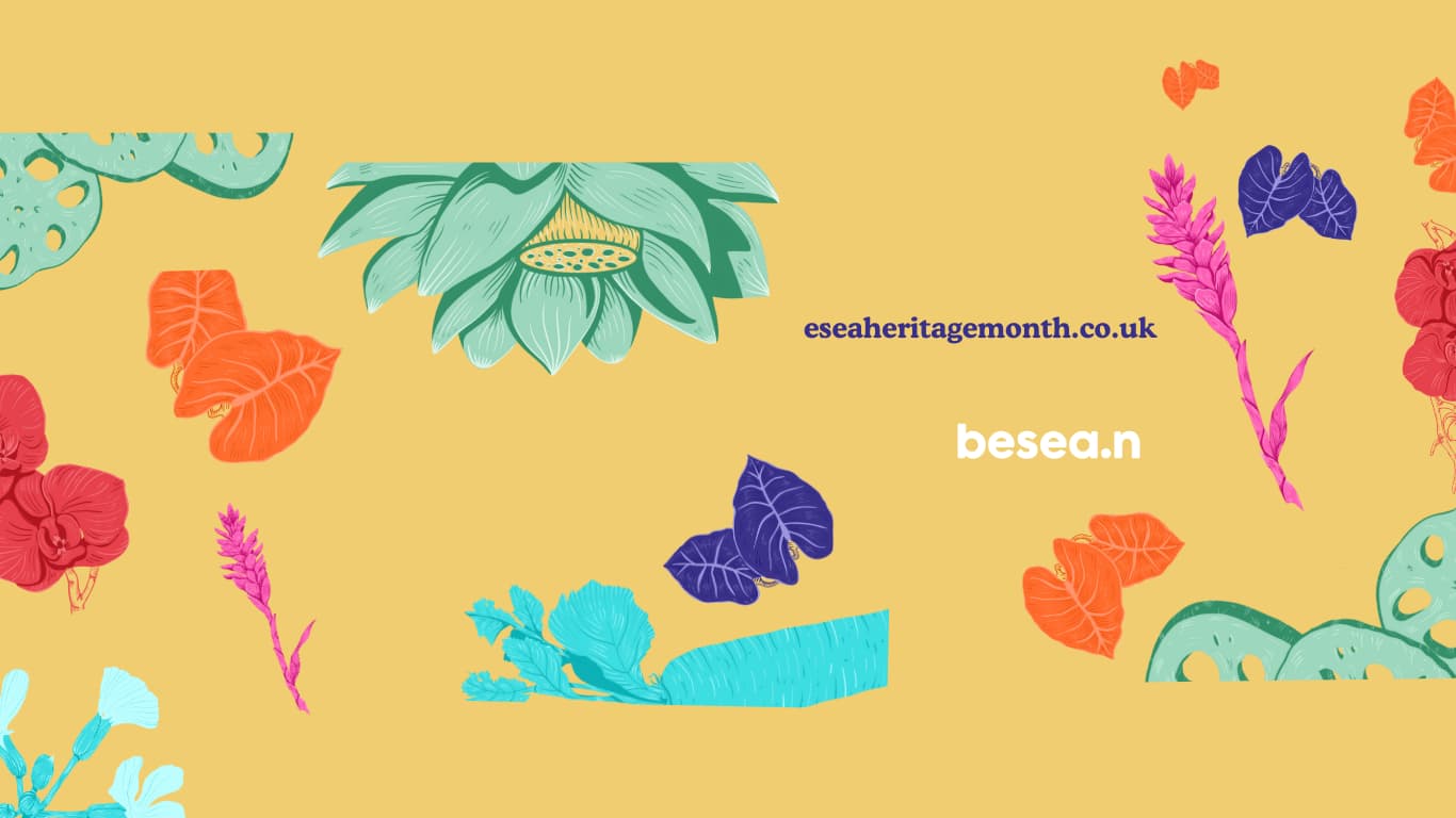 Colourful banner with the words East and South East Asian Heritage Month