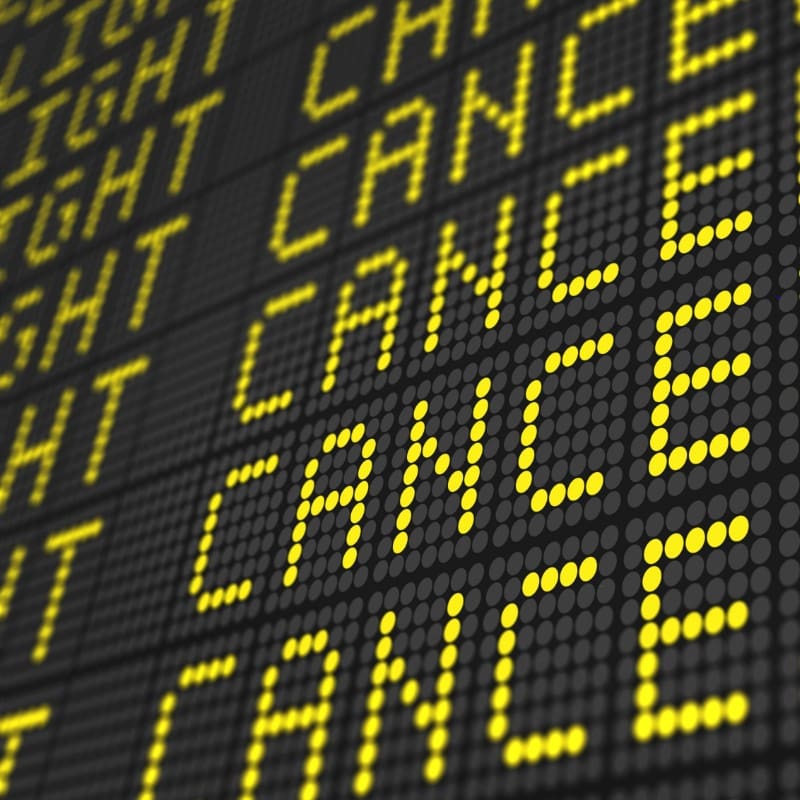 Flight cancellation screen