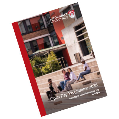 The cover of Lancaster University's open day programme
