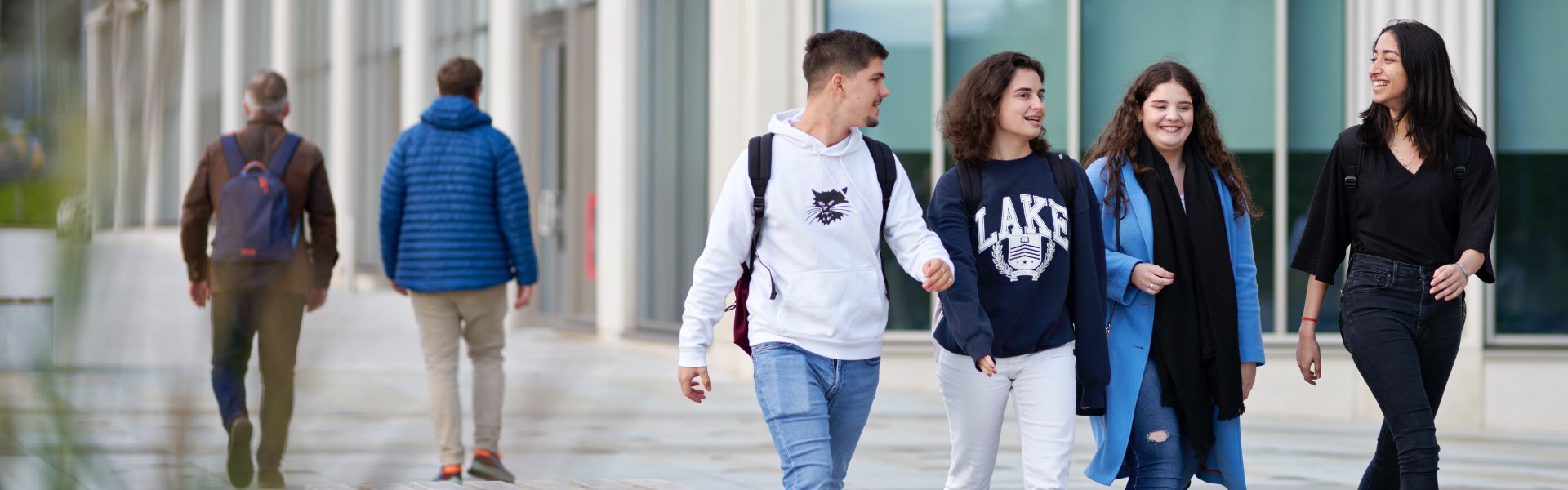 Students walk through Lancaster's campus.